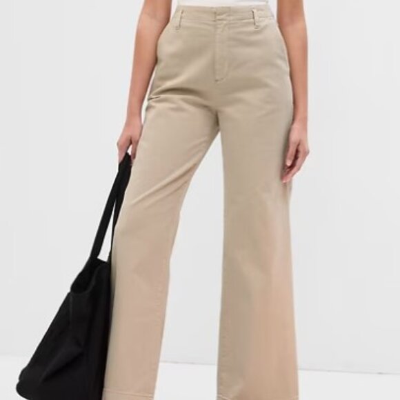 Gap Mid Rise Loose Khaki Wide Leg Pant Size 4 - Picture 1 of 3